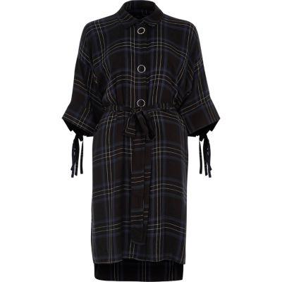 River Island Womens Check Three Quarter Sleeve Shirt Dress