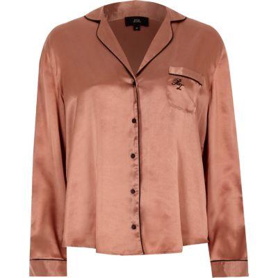 River Island Womens Satin Split Long Sleeve Pyjama Shirt