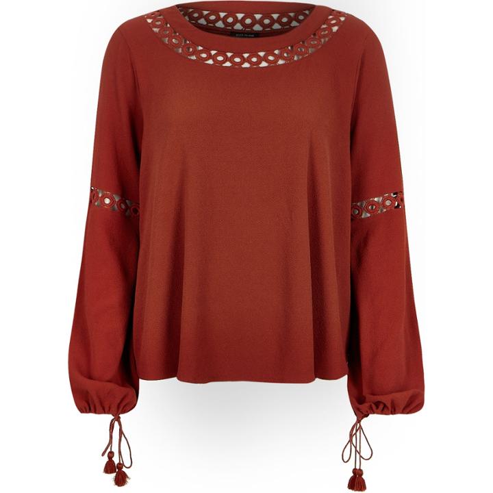 River Island Womens Lace Insert Boho Top