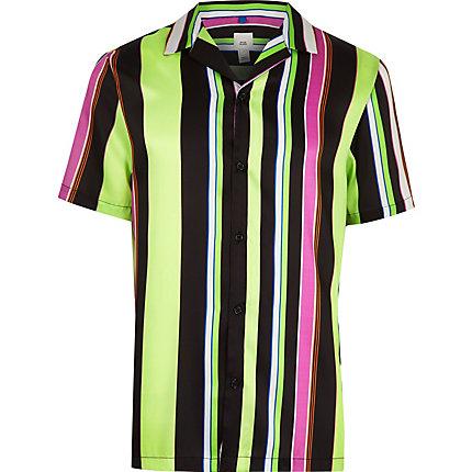 River Island Mens Neon Stripe Short Sleeve Shirt