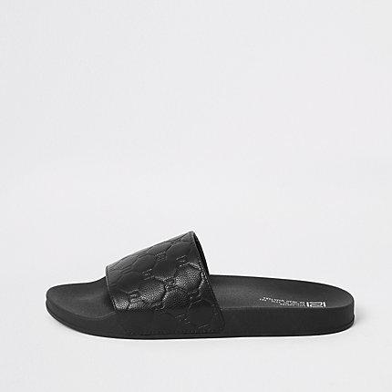 River Island Mens Ri Monogram Sliders