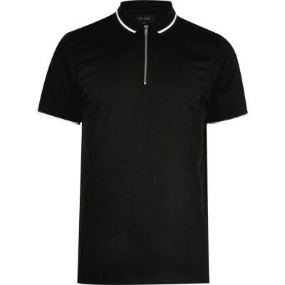 River Island Mens Zip Placket Polo Shirt