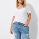 River Island Womens Plus White Scoop Neck T-shirt