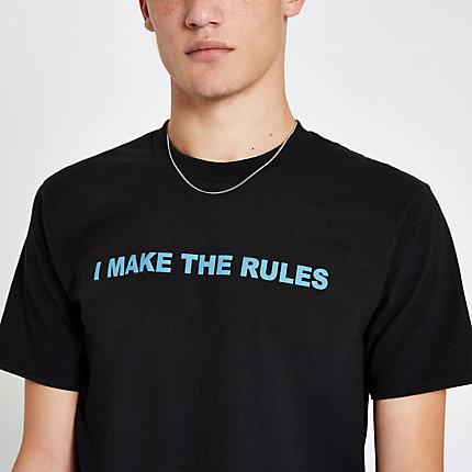 River Island Mens Slim Fit 'make The Rules' Print T-shirt