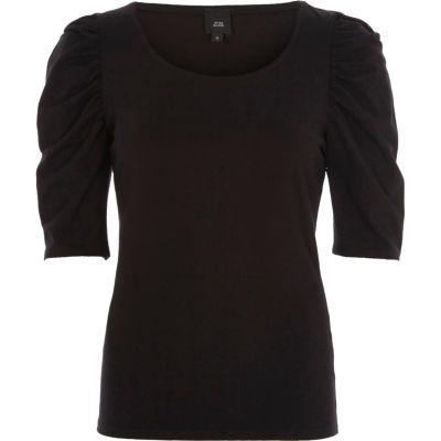 River Island Womens Three Quarter Puff Sleeve Fitted Top