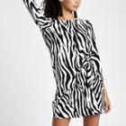 River Island Womens White Zebra Print Tie Front Mini Dress