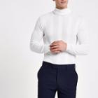 River Island Mens White Turtle Neck Muscle Fit Sweater