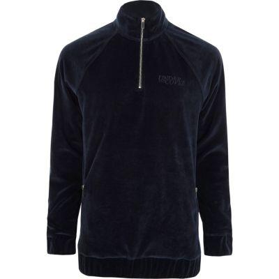 River Island Mens Velour Half Zip 'undercover' Sweatshirt