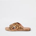River Island Womens Suede Leopard Cross Strap Sandals