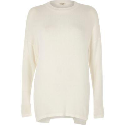 River Island Womens White Deconstructed Hem Sweater