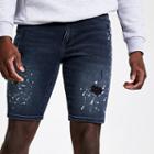River Island Mens Sid Skinny Paint Splat Shorts