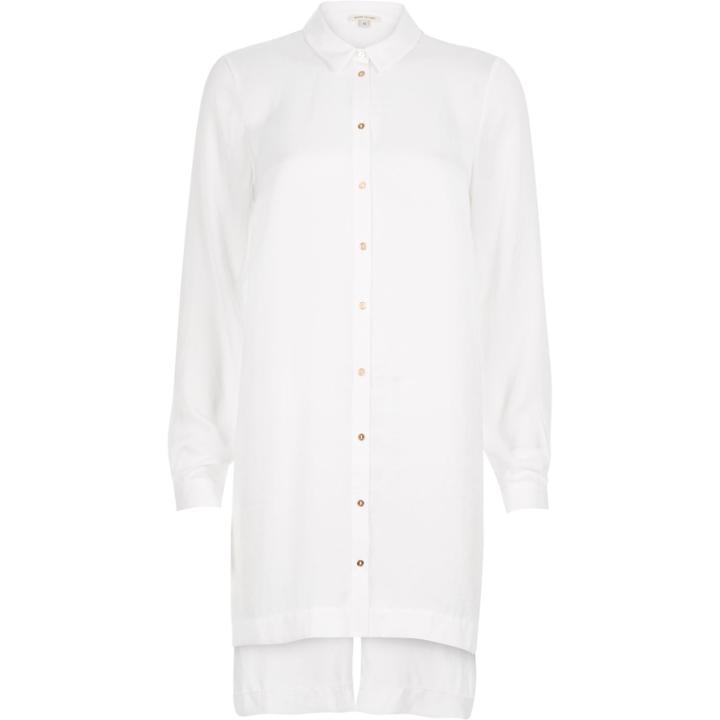 River Island Womens White Longline Shirt