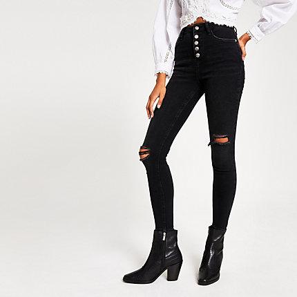 River Island Womens Hailey Distressed High Rise Jeans