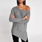River Island Womens Cable Knitted Asymmetric Shoulder Jumper