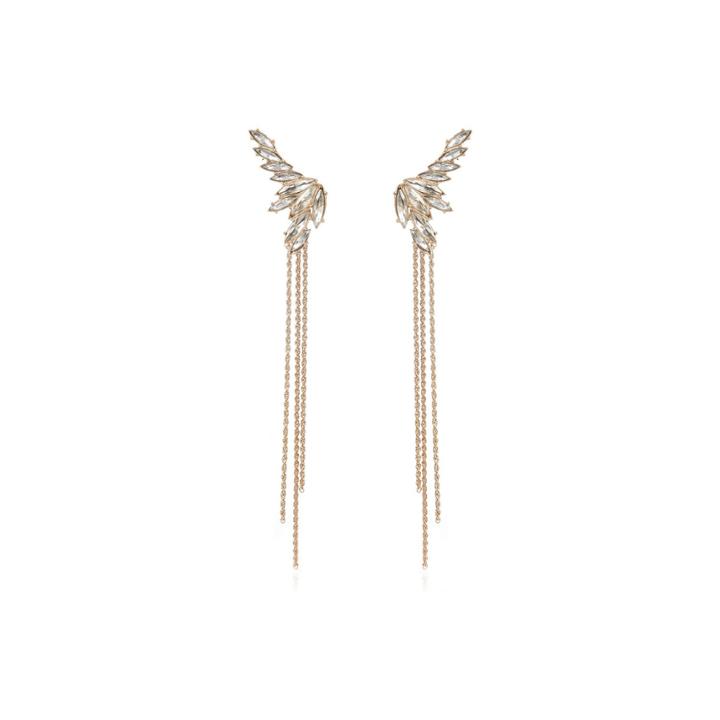 River Island Womens Gold Tone Gem Drape Chain Earrings