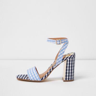 River Island Womens Gingham Print Block Heel Sandals