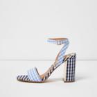 River Island Womens Gingham Print Block Heel Sandals