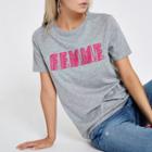 River Island Womens Petite 'femme' Fringe T-shirt
