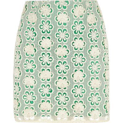 River Island Womens Floral Embellished Lace Mini Skirt