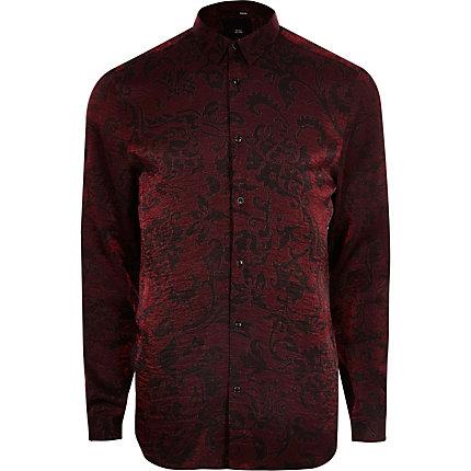 River Island Mens Big And Tall Metallic Print Button Shirt