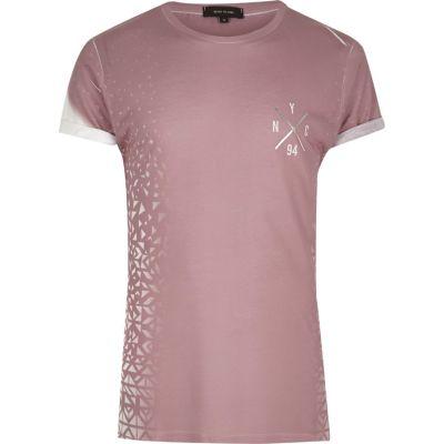 River Island Menspink Fragmented Geo Print T-shirt