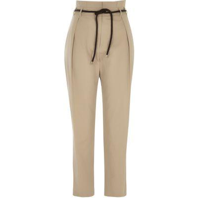 River Island Womens Paperbag Waist Tapered Leg Trousers