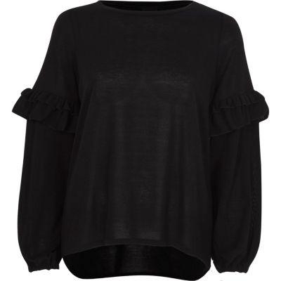 River Island Womens Balloon Frill Sleeve Knit Top