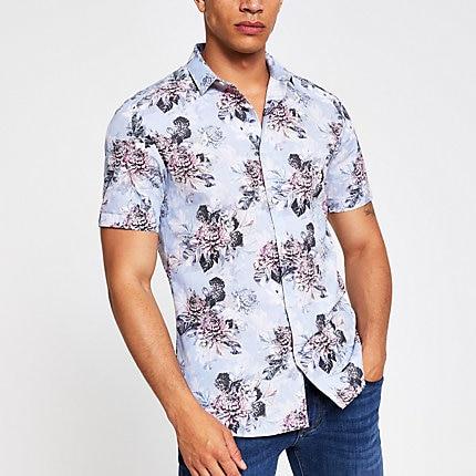 River Island Mens Floral Slim Fit Shirt
