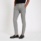 River Island Mens Check Print Skinny Fit Smart Pants