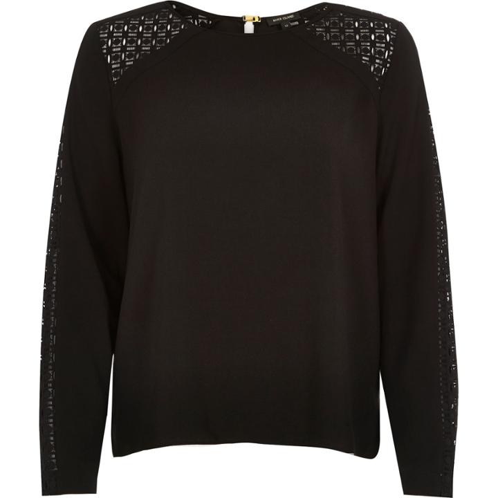 River Island Womens Lace Insert Open Back Top
