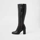 River Island Womens Leather Zip Side Knee High Boots