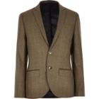 River Island Mensbrown Wool-blend Check Slim Blazer