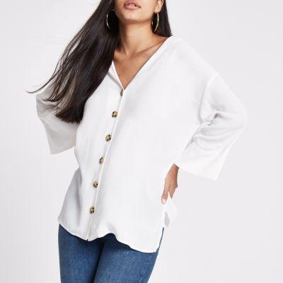 River Island Womens White Button Front Bar Back Blouse