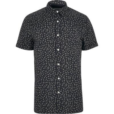 River Island Mens Print Short Sleeve Slim Fit Shirt