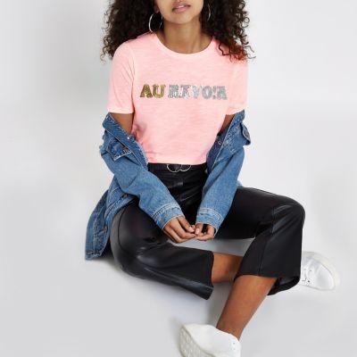 River Island Womens 'au Revoir' Fitted T-shirt