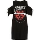 River Island Womens Band Print Longline T-shirt