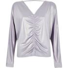 River Island Womens Metallic Ruched Batwing Top