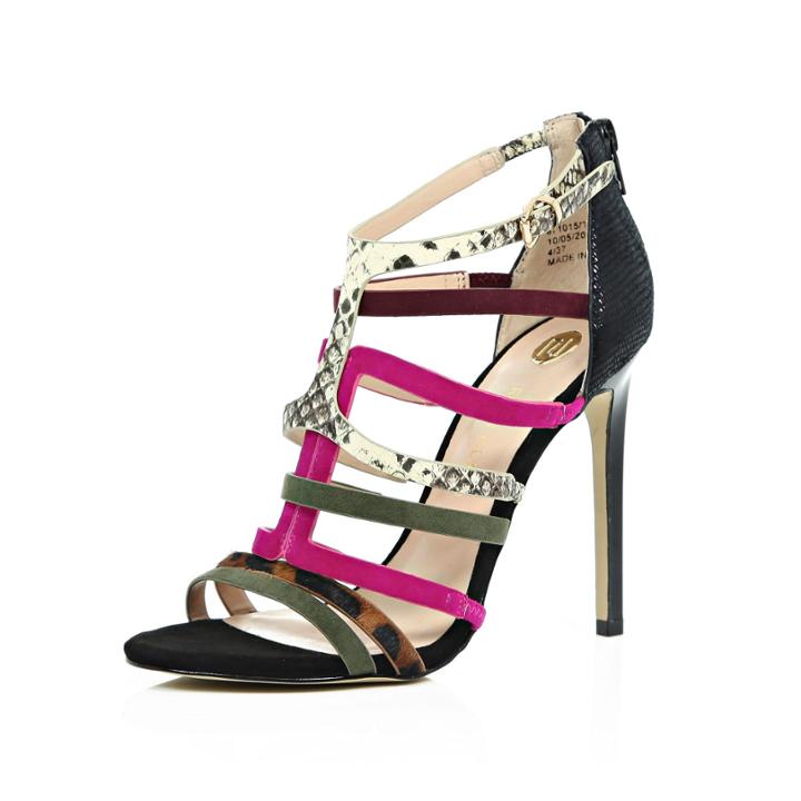 River Island Womens Suede Caged Heeled Sandals