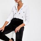 River Island Womens White Embellished Button-up Shirt