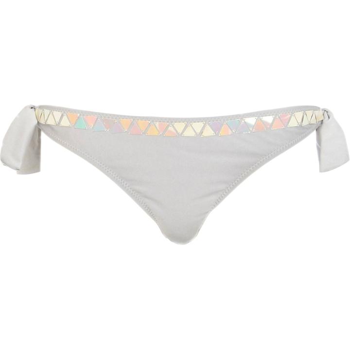 River Island Womens Silver Triangle Sequin Bikini Bottoms