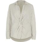 River Island Womens White Stripe Print Knot Front Shirt