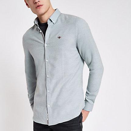 River Island Mens Wasp Embroidered Button-down Shirt