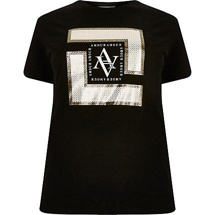 River Island Womens Plus Foil Print T-shirt