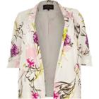 River Island Womens Plus White Floral Print Blazer