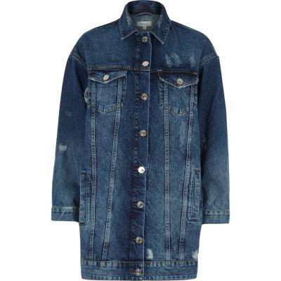 River Island Womens Authentic Longline Denim Jacket