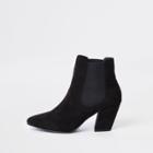 River Island Womens Faux Suede Elasticated Block Heel Boots
