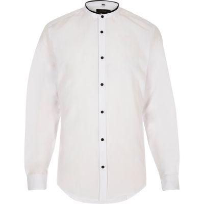 River Island Mens White Smart Slim Fit Grandad Shirt