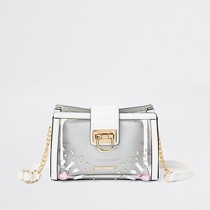 River Island Womens White Perspex Pouch Cross Body Bag