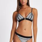 River Island Womens Stripe Clip Front Triangle Bikini Top