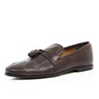 River Island Mensbrown Leather Tassel Loafers